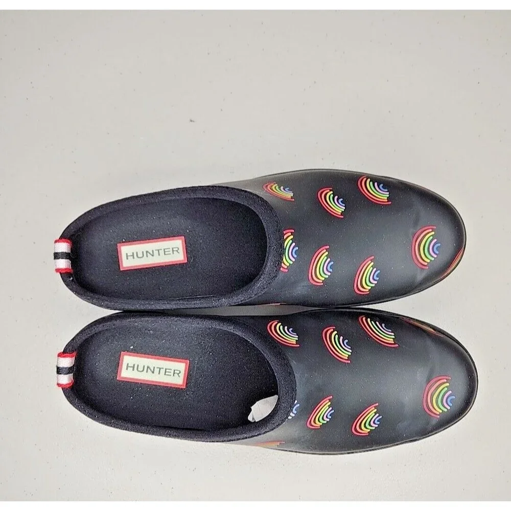 Nwb Hunter Women's Original Waterproof Play Mini Rainbow Print Clogs Size 8 - Picture 5 of 12